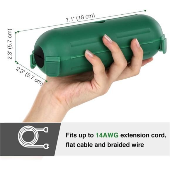 [6 Pack] Outdoor Extension Cord Safety Cover with Waterproof Seal, Green - Picture 2 of 6